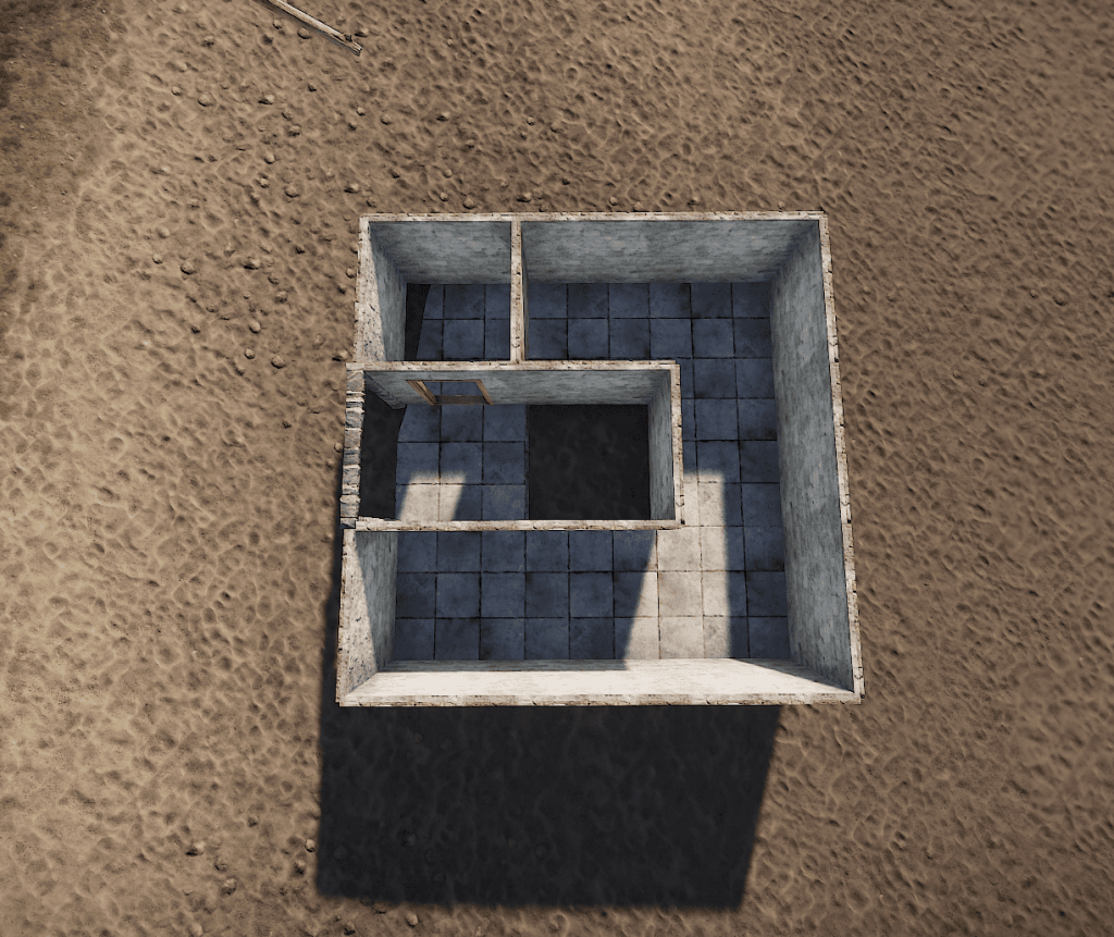 Внешний вид конюшни сверху (Без потолков, дверей и остальных предметов) в игре Rust