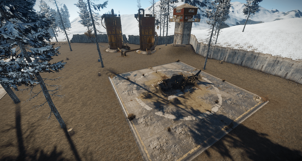 Вертолётная площадка и ржавые цистерны на РТ Аэродром в Rust