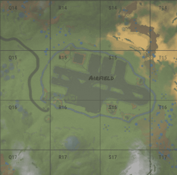 Airfield на внутриигровой карте в Rust