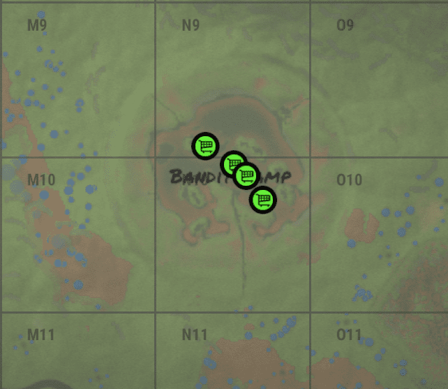 Bandit camp на внутриигровой карте в Rust