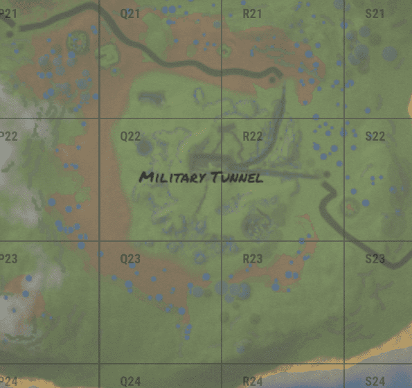 Military tunnel на внутриигровой карте в Rust