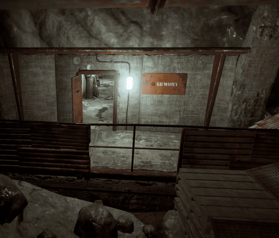 Вход в комнату с арсеналом на РТ "Военные туннели" в Rust