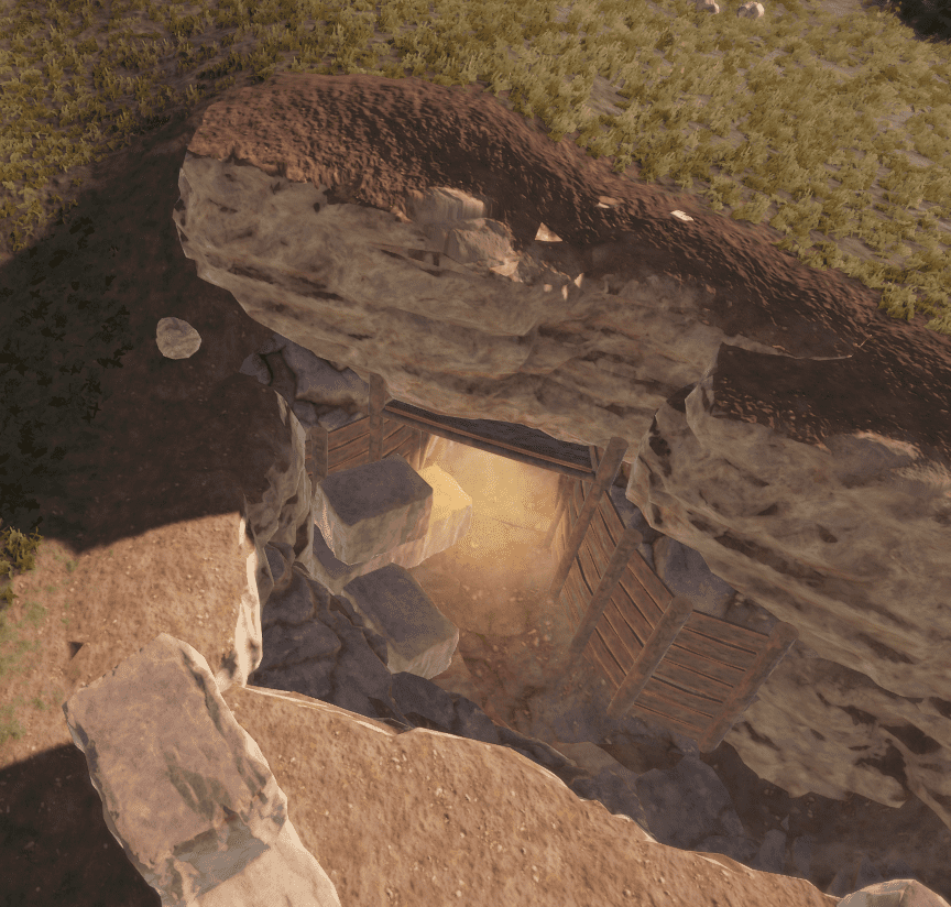 Вход в первый шахтёрский туннель на РТ "Военные туннели" в игре Rust