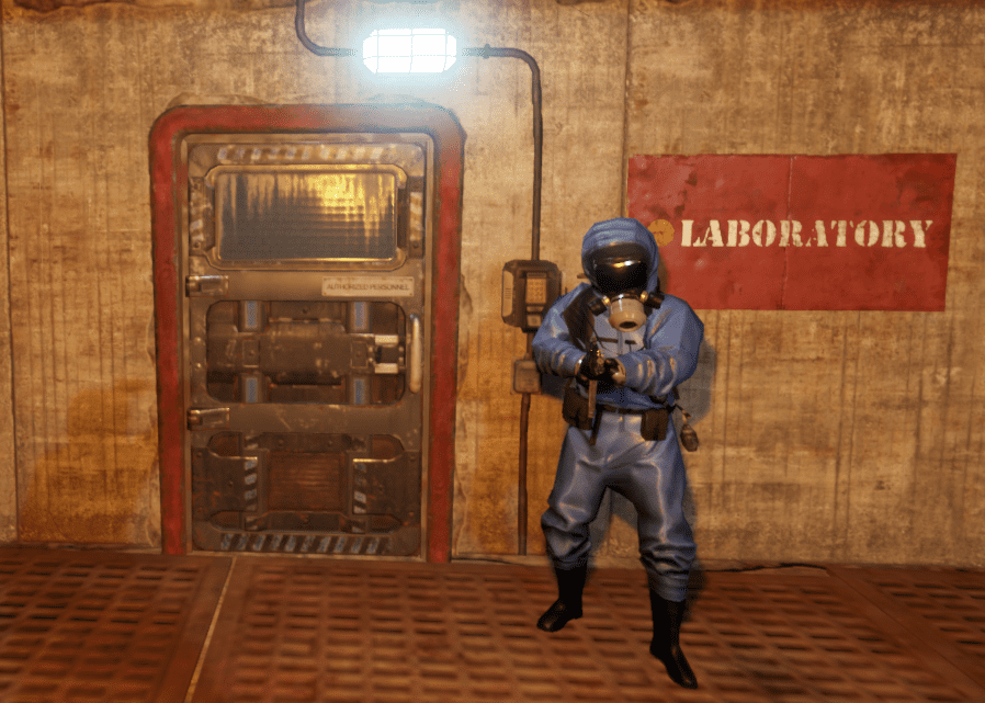 Синяя заблокированная дверь на РТ "Военные туннели" в Rust