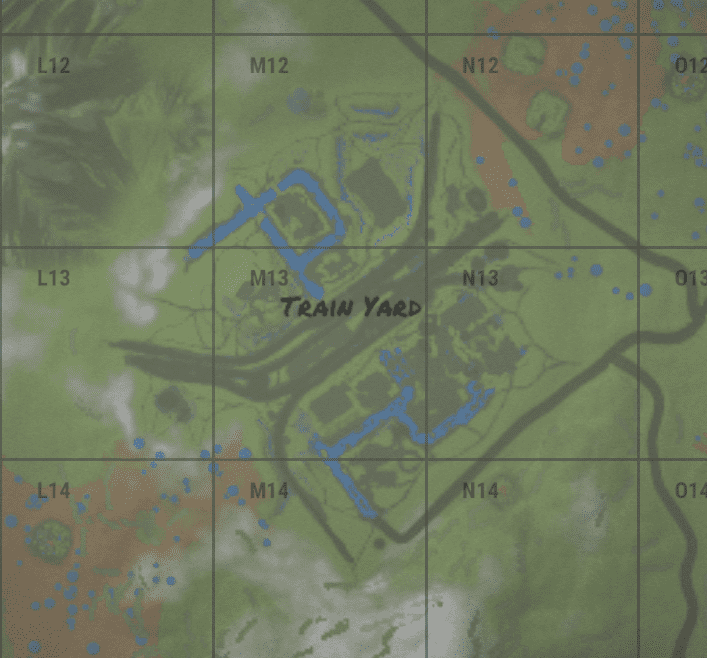 Train yard на внутриигровой карте в Rust