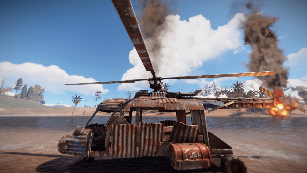 Третья степень повреждения транспортного вертолёта в Rust