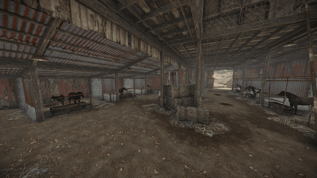 Лошади в амбаре в Rust