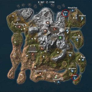 Отображение маяков в Rust на модифицированной карте
