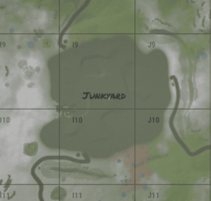 Junkyard на внутриигровой карте в Rust