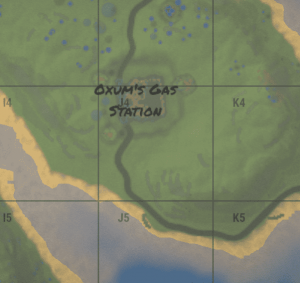 Oxum's gas station на внутриигровой карте в Rust