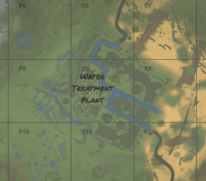 Water treatment plant на внутриигровой карте в Rust