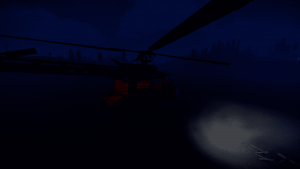 Транспортный вертолёт со включенным освещением в Rust