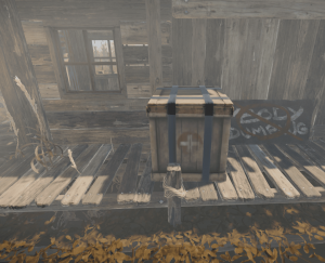 Ящик с медициной у маленького заброшенного домика в Rust
