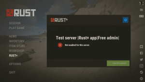 Меню подключения сервера к Rust+